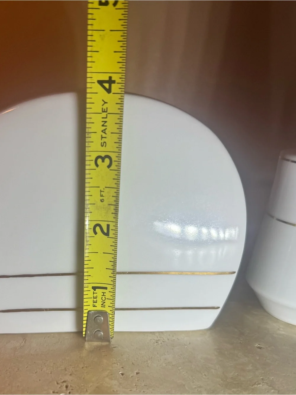 White Ceramic Salt & Pepper Shakers with Napkin Holder - Gold Trim